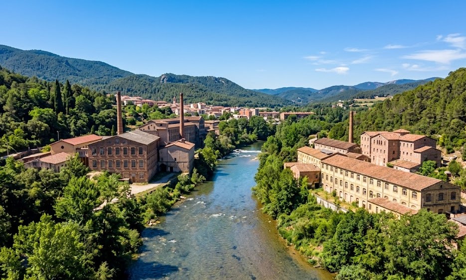 Paisaje de Puig-reig, el Llobregat y las colonias textiles